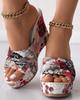 Fashion Women Shoes Fashion Shoes Casual Flip Flops Summer Vintage Floral Print Peep Toe Wedge Slippers