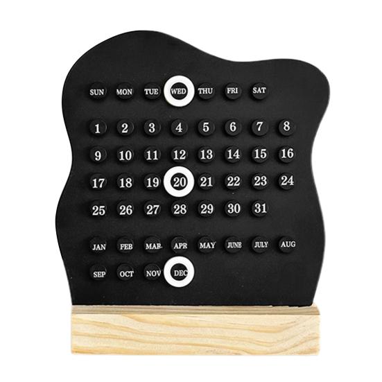 Wood Perpetual Calendar Desktop Acrylic Calendar Stand Week Month Day Display Desk Decor for Home Office Shop Bar