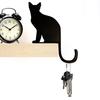 Wooden Black Cat Hook Multi-functional Home Bathroom Kitchen Cat Silhouette Key Hanger Decoration Pet Lover Gift