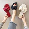 New Fashion Satins Slippers Luxury Women Peep Toe Bedroom Home Sandals Bride Bridesmaid Wedding Shoes With Silk Bow