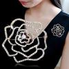 Korean Style Suit Collar Pin Full Rhinestone Rhinestone Brooch Hollow Camellia Brooch  Decoration