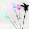 Pet Interactive Wand Toy Cat Tease Rod With Bell Colorful Feather Tease Cat Wand Cat Catcher Toy For Kitten