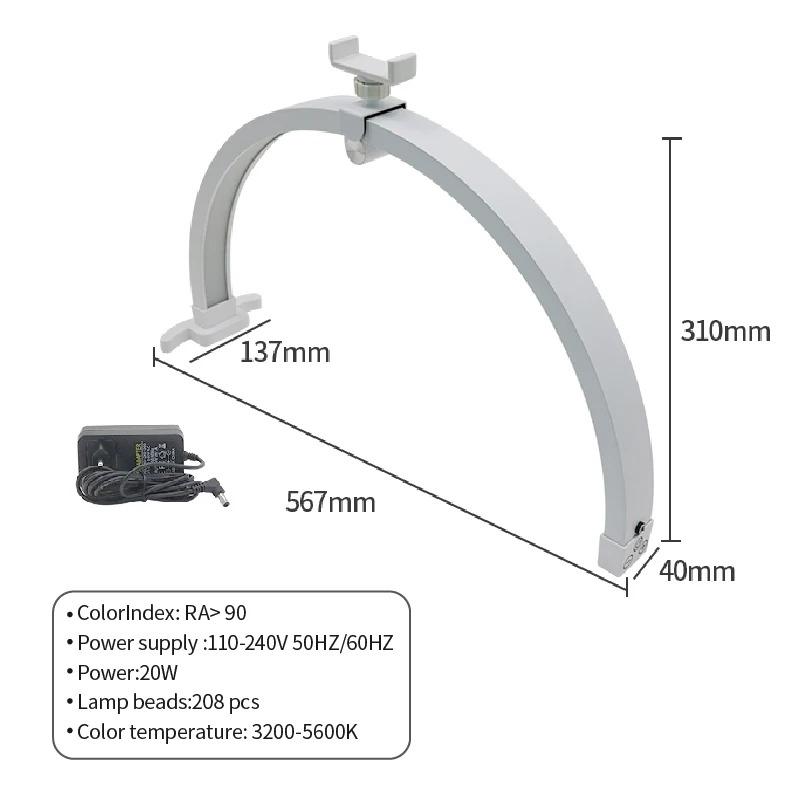 LED Half Moon Table Top Lamp Nail Repair Light 22 Inch 24W 3200-5600K Touch Control Foldable Beauty Lights with Phone Clip