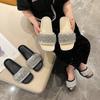 Fashion 2025 New Women Slippers Trend Bling Bling Crystal Slippers Women Flat Heel Shiny Slides Women Summer Fashion Rhinestone Sandals