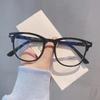 Anti-Blue Light Glasses Ladies Flat Mirror Blu-ray Computer Goggles Retro Glasses Frame Women's Square Frame