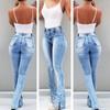 Spring/Autumn New Fashion Elastic Split Flared High Waist Jeans for Women