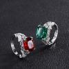 Jewelry Wind Simulation Emerald Red Glass Retro Shining Diamond-Set Women'S Ring Stone 10 * 12