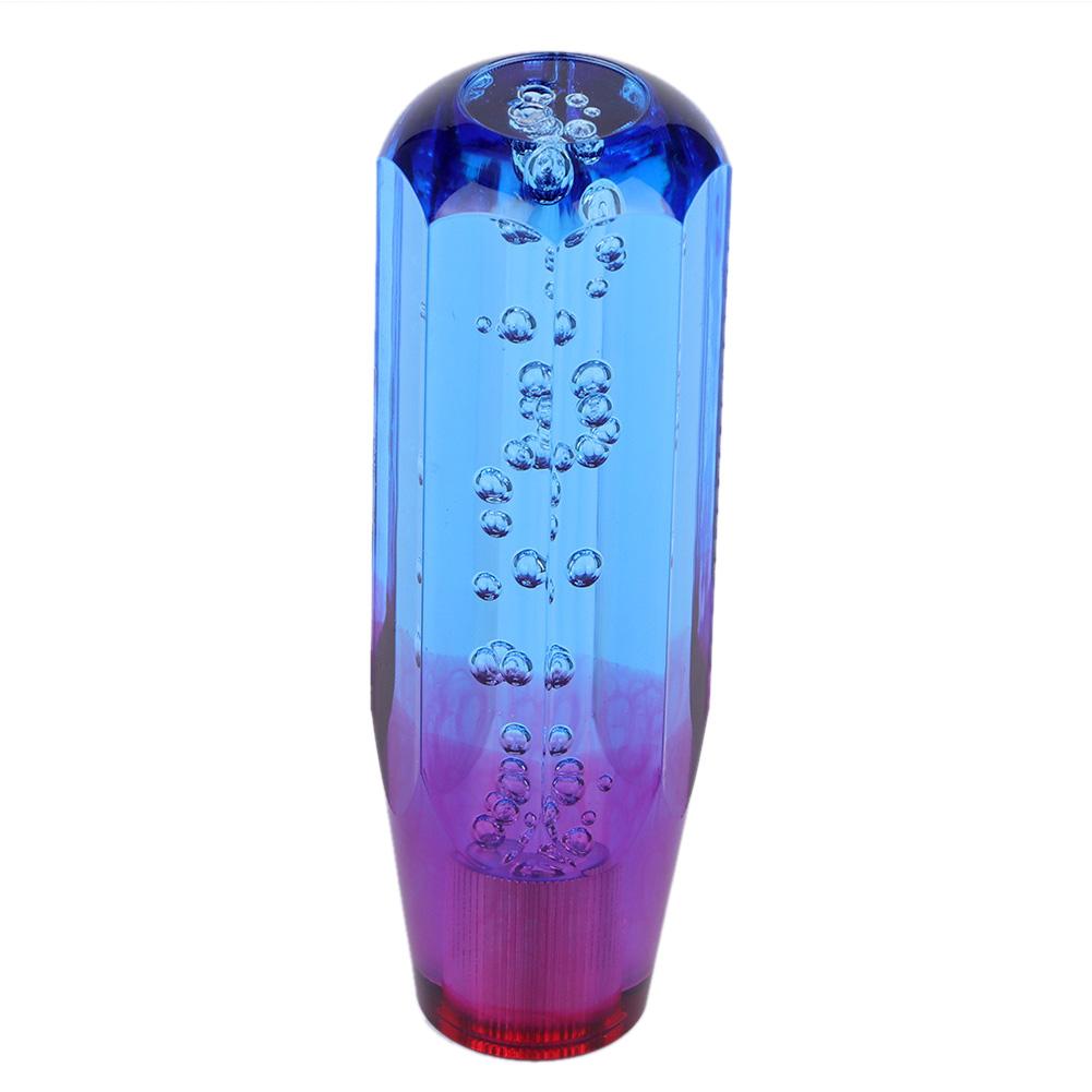 Universal Two Color Crystal Bubble Shift Knob Manual Gear Stick Lever Head with 8mm 10mm Threaded Fittings(Blue Purple )