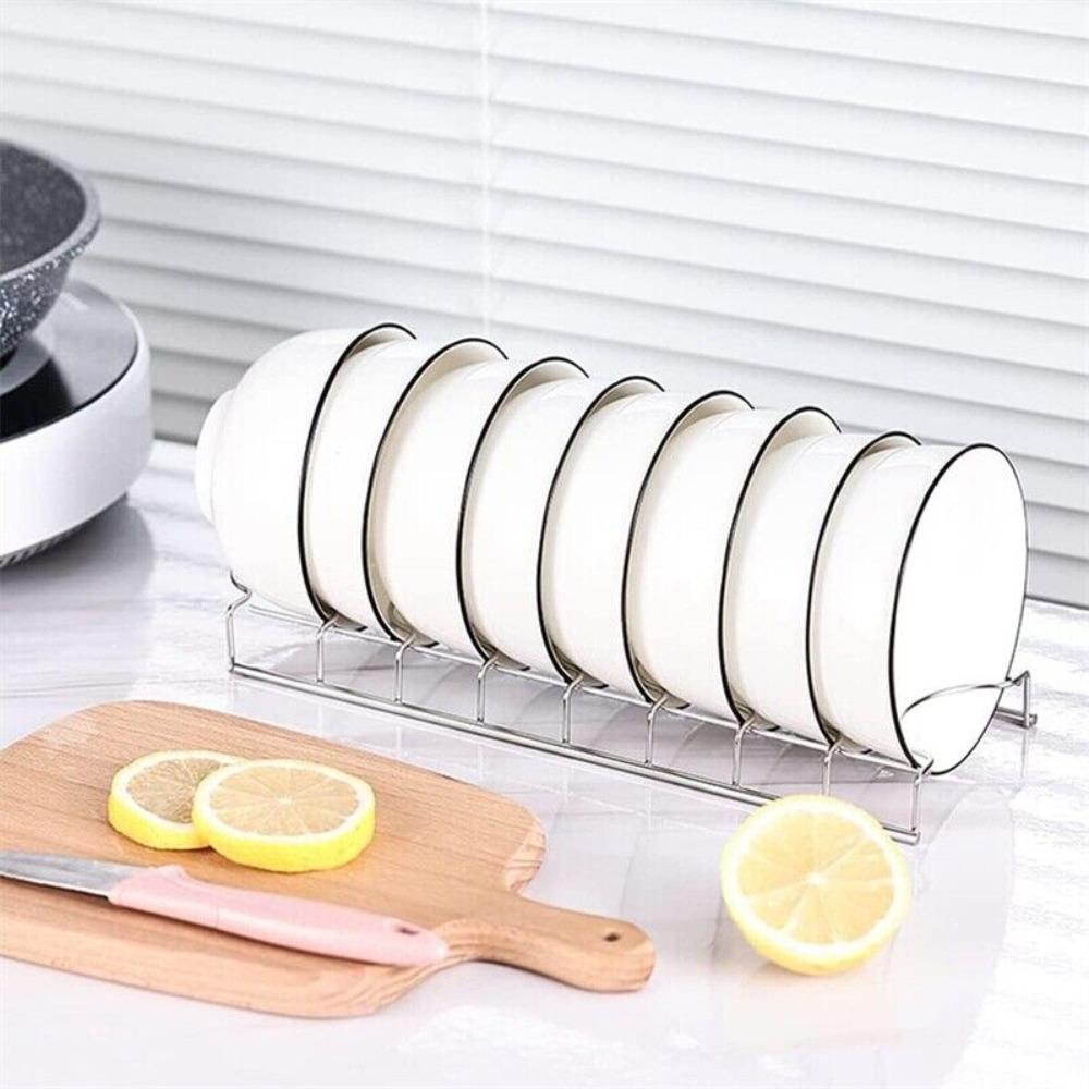 Multipurpose Plates Storage Rack Silver Bowls Plates Drainer Holder Dish Draining Rack Kitchen