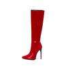 Red Blue Women Knee High Boots High Heel Big Size 48