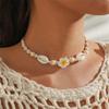 Sea Shell Choker Necklace For Women Summer Sweet Flower Pendant Hand-woven Rope Neck Chain