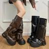Fashion 2025 Autumn Winter Chunky Style Women Knee High Boots Fashion Removable Ladies Thick Heel Long Booties