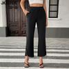Women's Fashion Casual Solid Color Print High Waist Trousers Pants & Capris