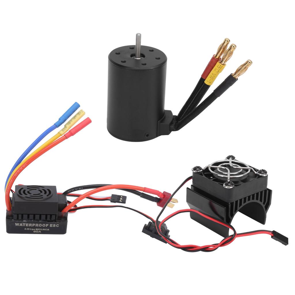 Waterproof 3650 3600KV Brushless Motor 60A Brushless ESC Heatsink Set for 18 110 RC Car