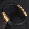 Punk Men Bullet Shape Bracelet Fashion Clasp Black Braided Leather Bangles Charm Man Jewelry Gifts
