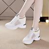 High Heeld Wedge Breathable Women's Shoes Summer New Black White Shoes Hidden Wedges Heel 8cm Casual Lace Up Platform Increase Sneakers Woman