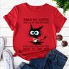 Cat Touch My Coffee I Will Slap You So Hard Print T-shirts for Women Fashion Casual Short Sleeve Tops Summer Ladies T-shirt Tops