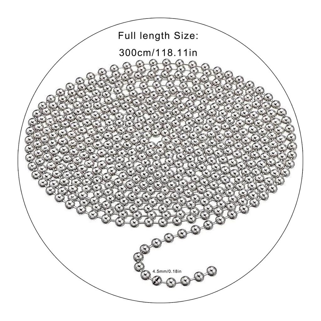 Curtain Bead Chain Pull Rope Heavy Duty Blinds Chain Decorative Metal Roller Shade Chain Window Hardware Bead String