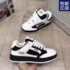 2025 Spring New Hong Kong Style Retro White and Black Color Matching Bread Shoes Versatile Platform White Shoes Sports and Leisure Board Shoes