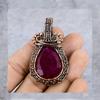 Ruby Gemstone Pure Copper Wire Wrap Handmade Jewelry Pendant