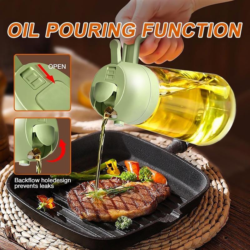 Olive Oil Dispenser,2 In 1 Oil Sprayer for Cooking,470ml Oil Spray Bottle with Pourer, Food-grade Oil Dispenser and Oil Sprayer