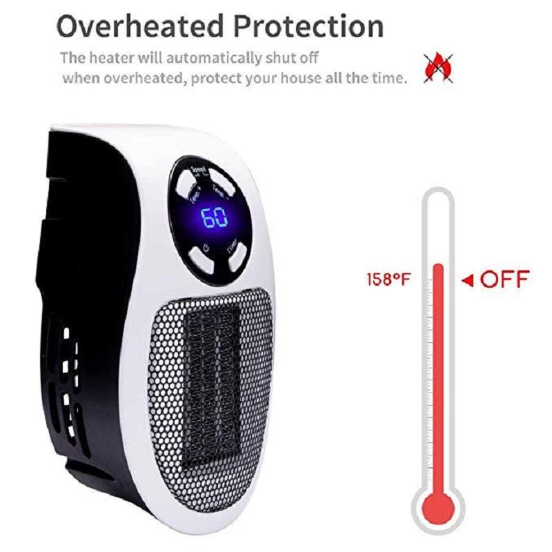 500W Winter Electric Heater Portable Heating Stove Mini Wall-Outlet Powerful Fast Heating Warm Heater Remote Control Electric Heater