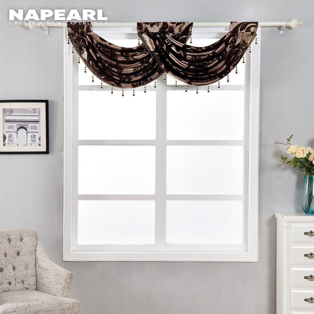 1 PC NAPEARL Luxury Flower Retro Style Wave Curtain Beaded Valance Design Fashion Window Jacquard Curtain Home Decor