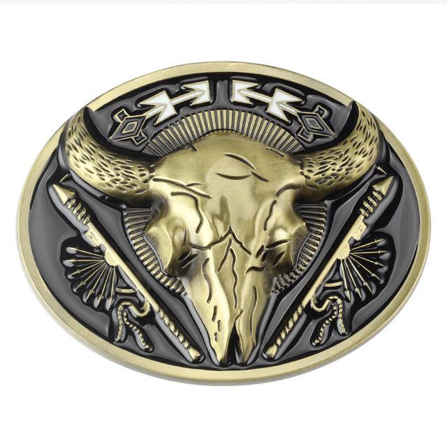 Golden Bull Skull Belt Buckle Matador Pattern Belt Diy Components