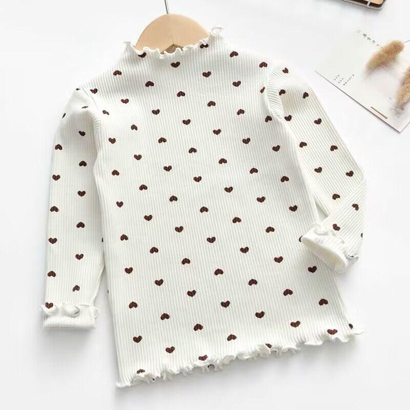 Kids Girl Cotton T-Shirt Long-sleeve Children Turtleneck Bottoming Shirt Tops Clothes