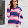 Women's Fall and Winter Patchwork Casual Wide Stripe Knit Sweater