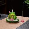 Resin Backflow Incense Burner Creative Cute Frog+Lotus Fragrance Holder Incense Stick Burner for Home Decor (Without Incense)
