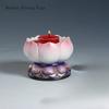 1pcs Ceramic Handmade Painted Home Candle Holder Butter Lamp Lotus Lamp Holder Feng Shui Ornament Room Decoration Accessories