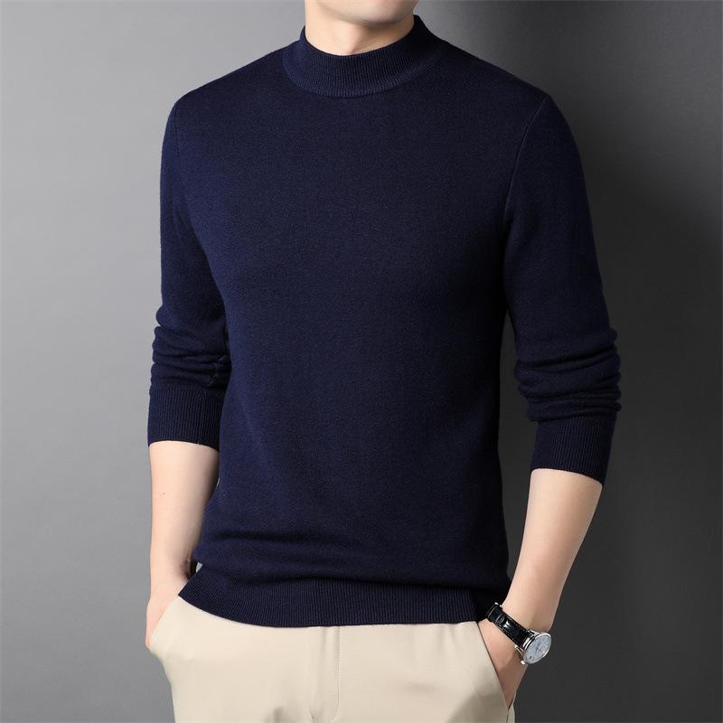 Brand Men's Cashmere Sweater Half Turtleneck Men Sweaters Knit Pullovers for Male Youth Slim Knitwear Man Sweater