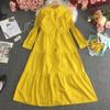 Vintage Ruffle Dress Women's Spring Sundress Casual Puff Sleeve Maxi Vestidos Female V Neck Robe Elegant Long Dresses