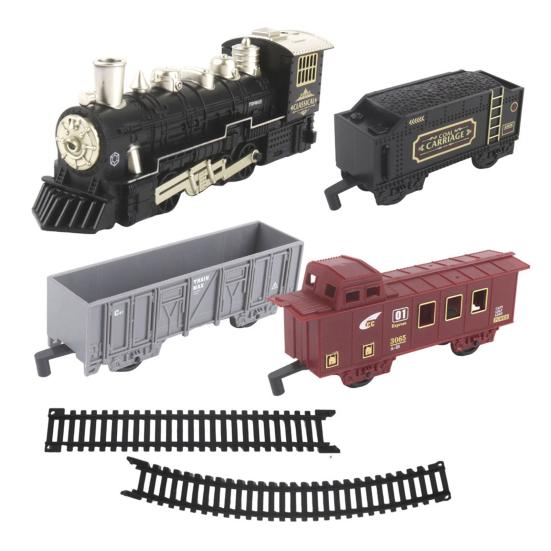 Kids Electric Train Toy Kit with Track Accessories Toddlers Educational DIY Track Building Christmas Mini Classical Train Toy with Light Music
