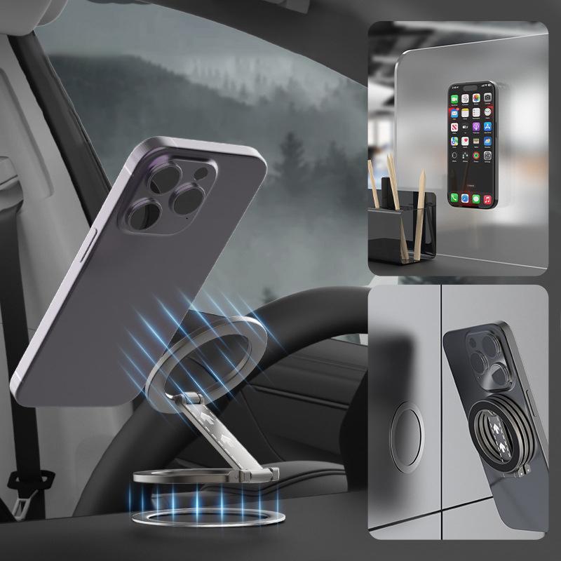 For Double-Sided Magnetic Phone Ring Holder For Magsafe Kickstand Magnet Grip For Iphone 16 15 14 For Huawei Xiaomi Stand Holder