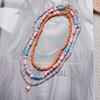 Hand-Woven Three-Layer Colored Rice Bead Flower Necklace Exaggerated Bohemian Beads Stacked Collarbone Chain