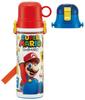 Skater Kids' Stainless Steel Water Bottle, 2-Way Design, 580ml (Direct Drinking) or 570ml (Cup Drinking), Super Mario 23 Design, Kid-Friendly and