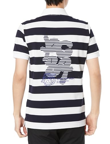PEARLY GATES Men's Short Sleeve Polo Shirt (35th Anniversary Series Striped Pattern) / Golf / 053-4160203 121_Navy X White 4 [M]