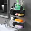 Two-Tier Punch-Free Wall-Mounted Soap Holder with Suction Cups