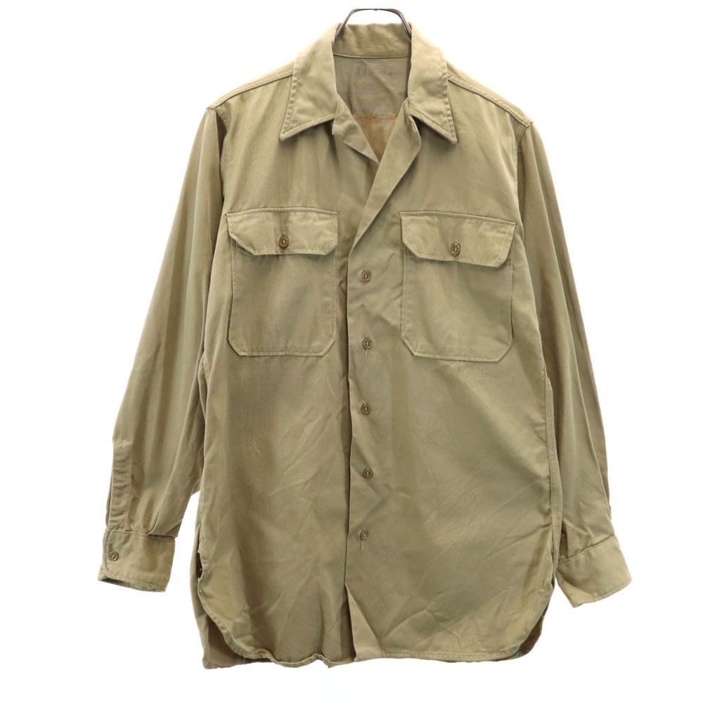 US ARMY 40s Vintage Long Sleeve Cotton Shirt 14 1/2 Gusseted Military Men's Used