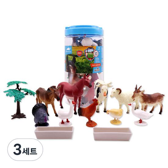 Animal Planet Farm Animal Figure Slim Round Bucket 13 Piece Set, 3 Sets, Popular Toys In Korea