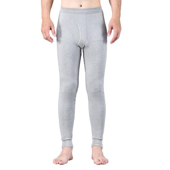 Men Winter Long Johns Great Elasticity Soft Pure Color High Waist Thick Warm Open Crotch Slim Fit Skinny Casual Plus Size Ankle Banded Length