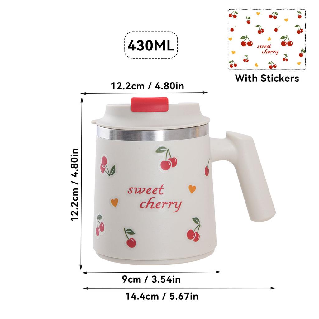 430Ml 304 Stainless Steel Double Walled Coffee Mug With Handle Portable Sealed Water Cup Office Milk Coffee Cup Tumbler