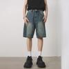 2024 Summer Men's Retro Distressed Denim Shorts - Loose Fit, Straight Cut, All-Match Fashion