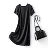 Petite Black Mulberry Silk Dress: Summer Commuting Slim Fit