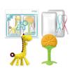 Ange Teether 2-piece Set, Nipple, Giraffe, Orange, Random Delivery (silicon Clip), 1 Set, Korean Baby Products