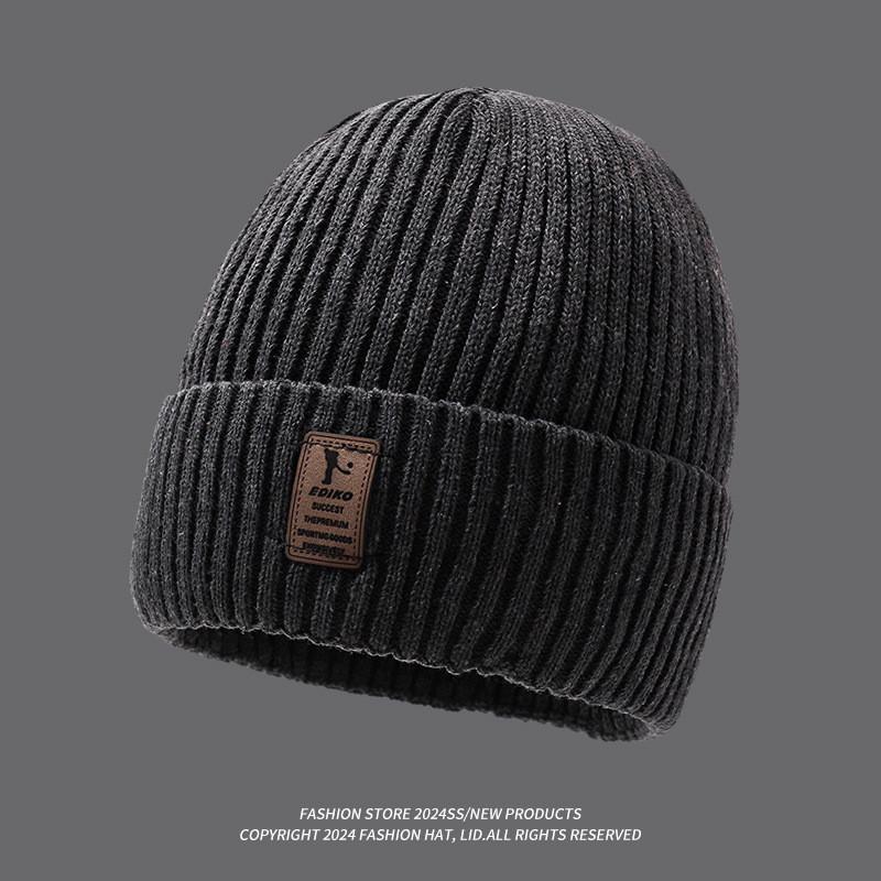 Beanie Knitted Thick Hat Winter Warmth Unisex Cap Windproof Gift Solid Color