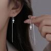 Korean Threader Earrings for Women Girls Simple Silver Color Cross Pendant Long Chain Earrings Fashion Jewelry