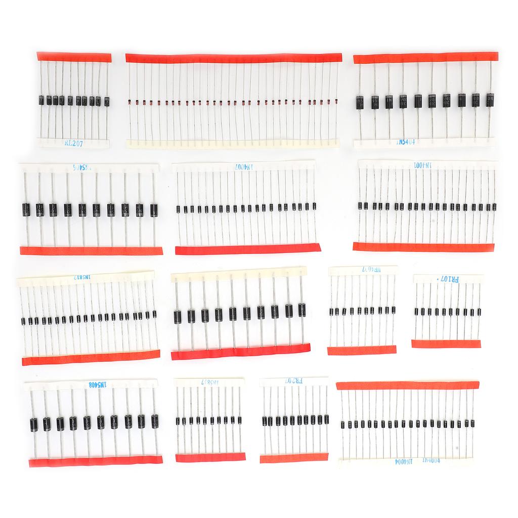200Pcs Diode Assorted Kit 14 Kinds Electronic Components Package Silver Alloy Industrial Supply